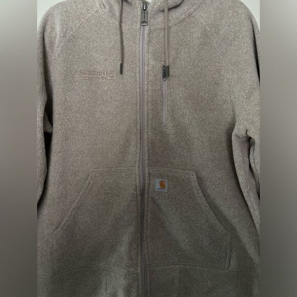 Men's Carhartt Full Zip Hoodie SZ XL Tan Embroidered Basic Workwear Fleece - Picture 5 of 8